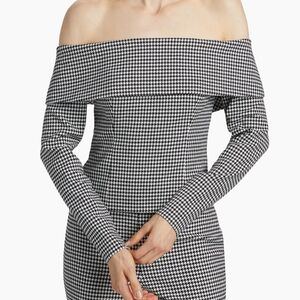 Stila Houndstooth Off-The-Shoulder Top - Toccin